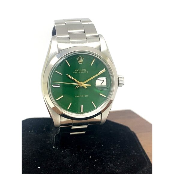 Rolex OysterDate Men's Watch 6694 Swiss Mechanical 70S Stella Green Lacquer Dial - Picture 15 of 16